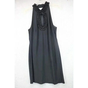 Joseph Ribkoff Black Sleeveless Dress-Size 10-Key Hole-Ruffles